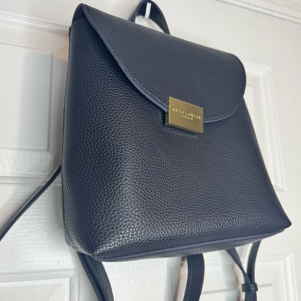 Katie Loxton London Bea Backpack Vegan Leather Navy Blue Adjustable Straps
